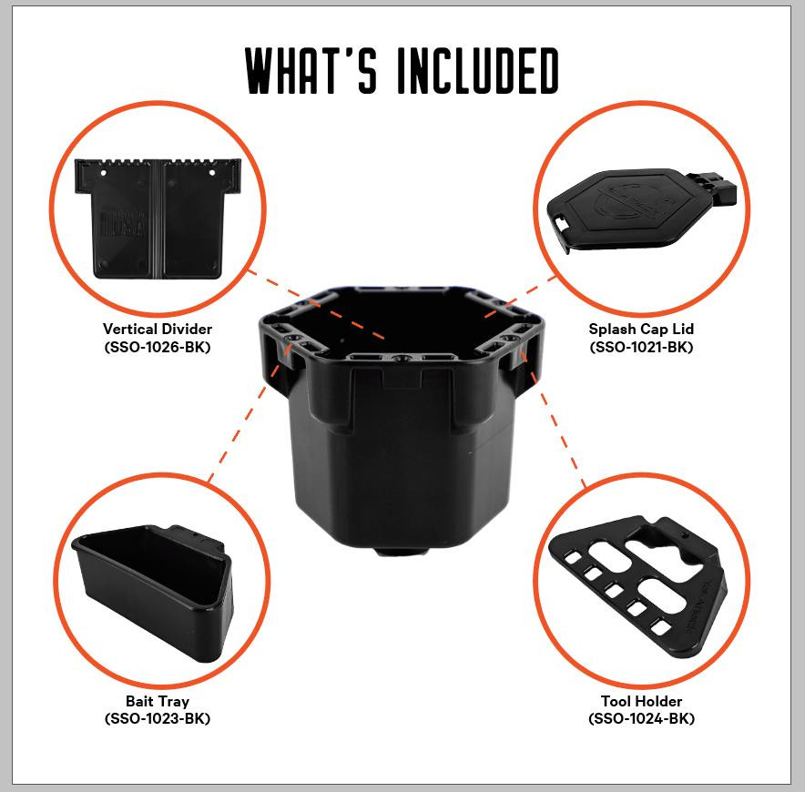 Fully Loaded Cup Holder Pro showing each part