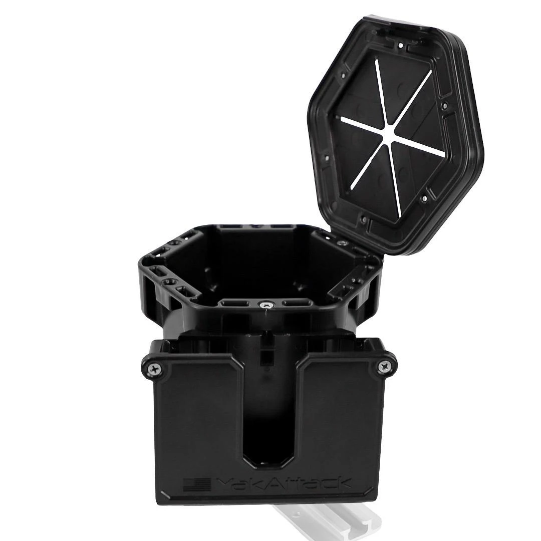 Side view of the Trash Trap Cup Holder Pro, shown fully opened
