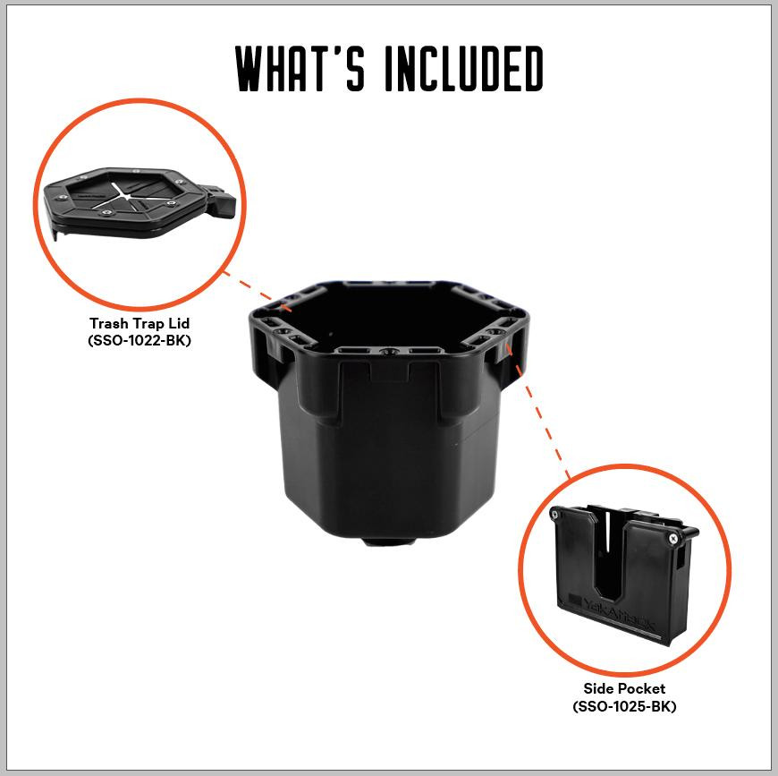 Trash Trap Cup Holder Pro with available attachments