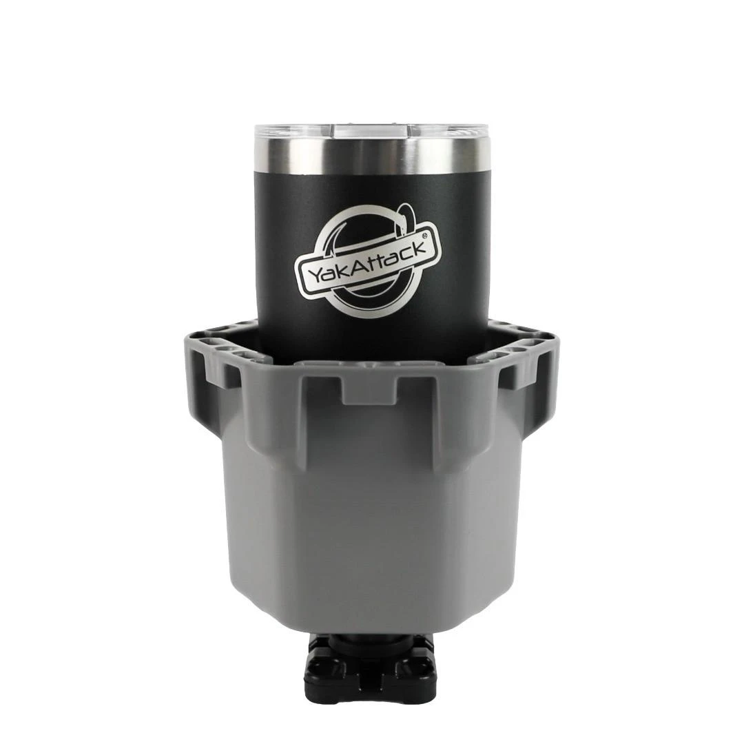 Cup Holder Pro, Battleship Grey with 20 oz YakAttack Tumbler inside