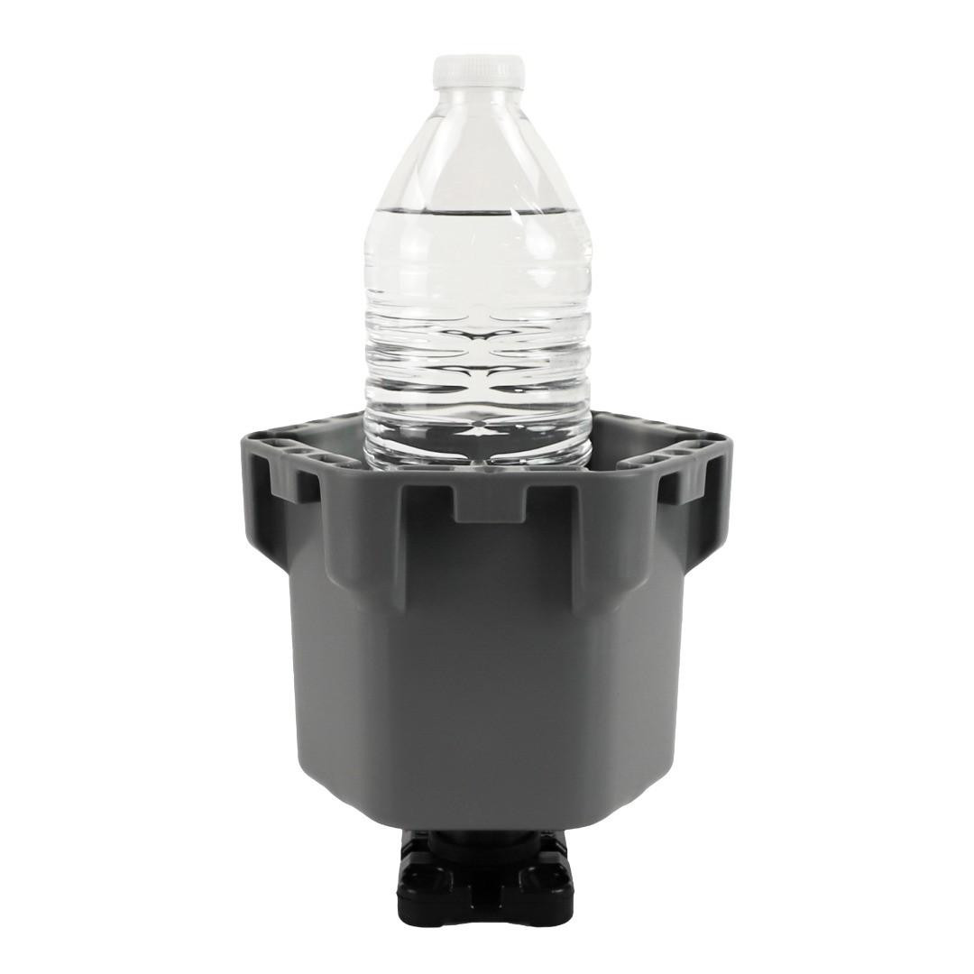 Cup Holder Pro, Battleship Grey with 16 oz water bottle inside