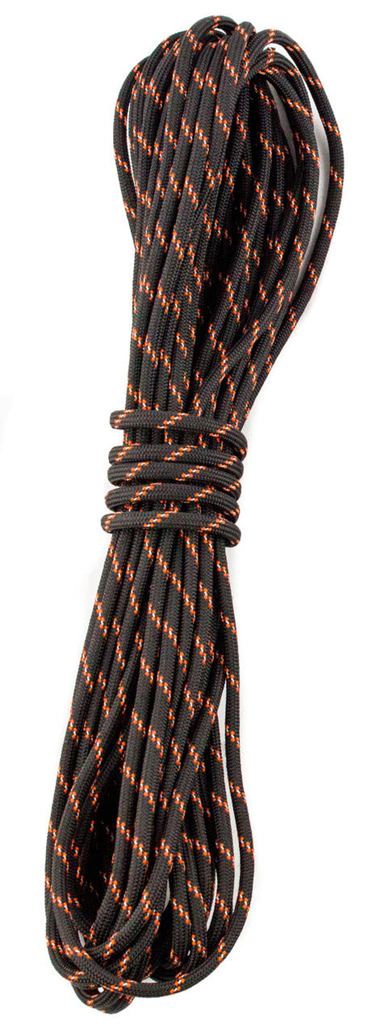 USA Made 550 Paracord, Black / Orange, 35 ft