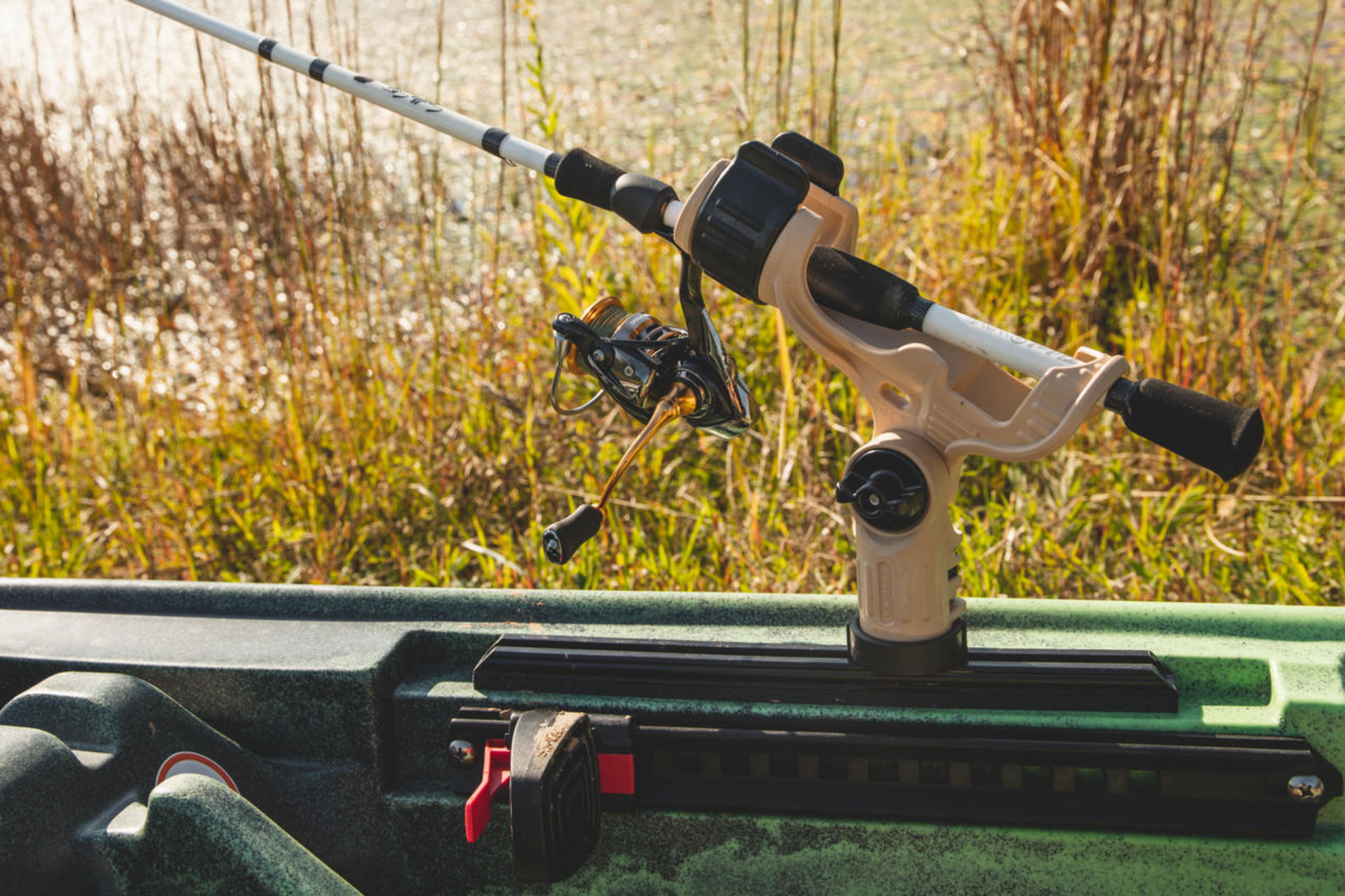 YakAttack® Omega™ Rod Holder with Track Mounted LockNLoad™ Mounting System