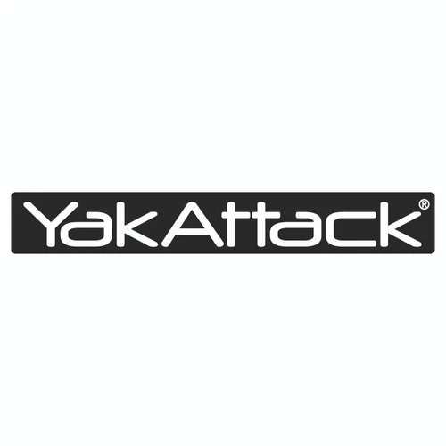 Front view of the YakAttack Logo BlackPak Side Panel Decal, White, 7" x 1.13"