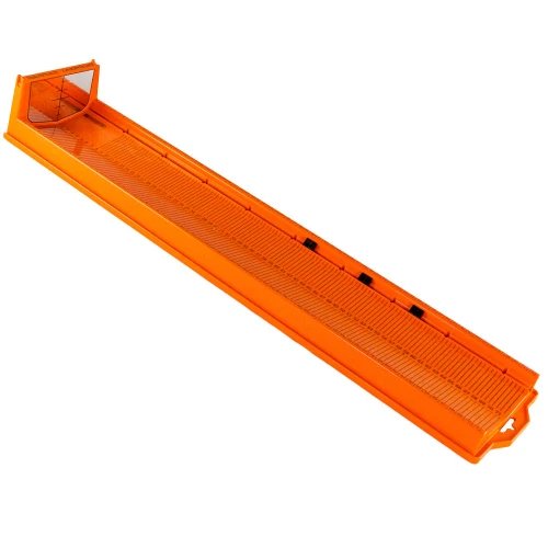 Full angled view of the Metric LeaderBoard - 71 cm Measuring Board with Built-In Identifier Holders and Cull Tabs, Orange