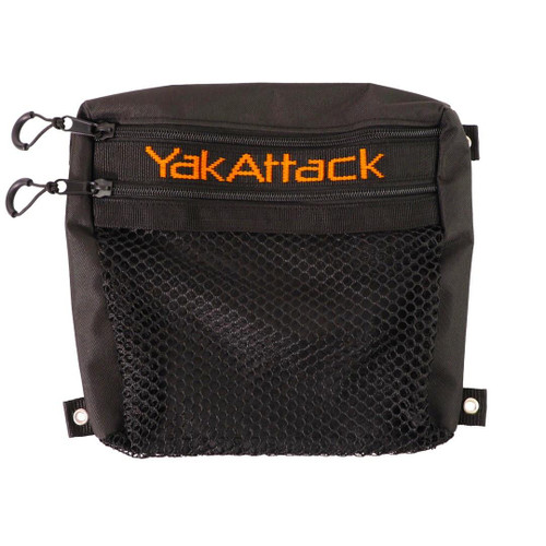 Front view of the 13" Dual Compartment Mesh Storage Bag for the BlackPak Pro zipped