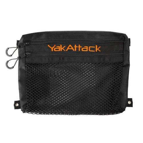 Front view of the 16" Dual Compartment Mesh Storage Bag for the BlackPak Pro zipped