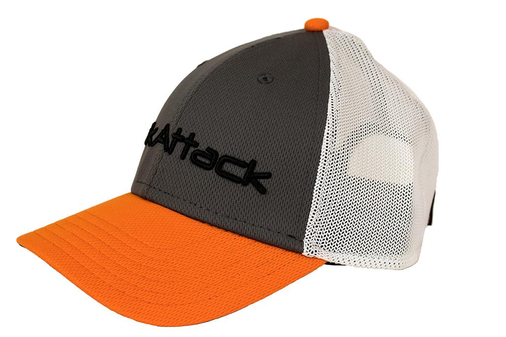 HWY logo cap gray × orange YakAttack® Logo Trucker Hat - Orange / Grey