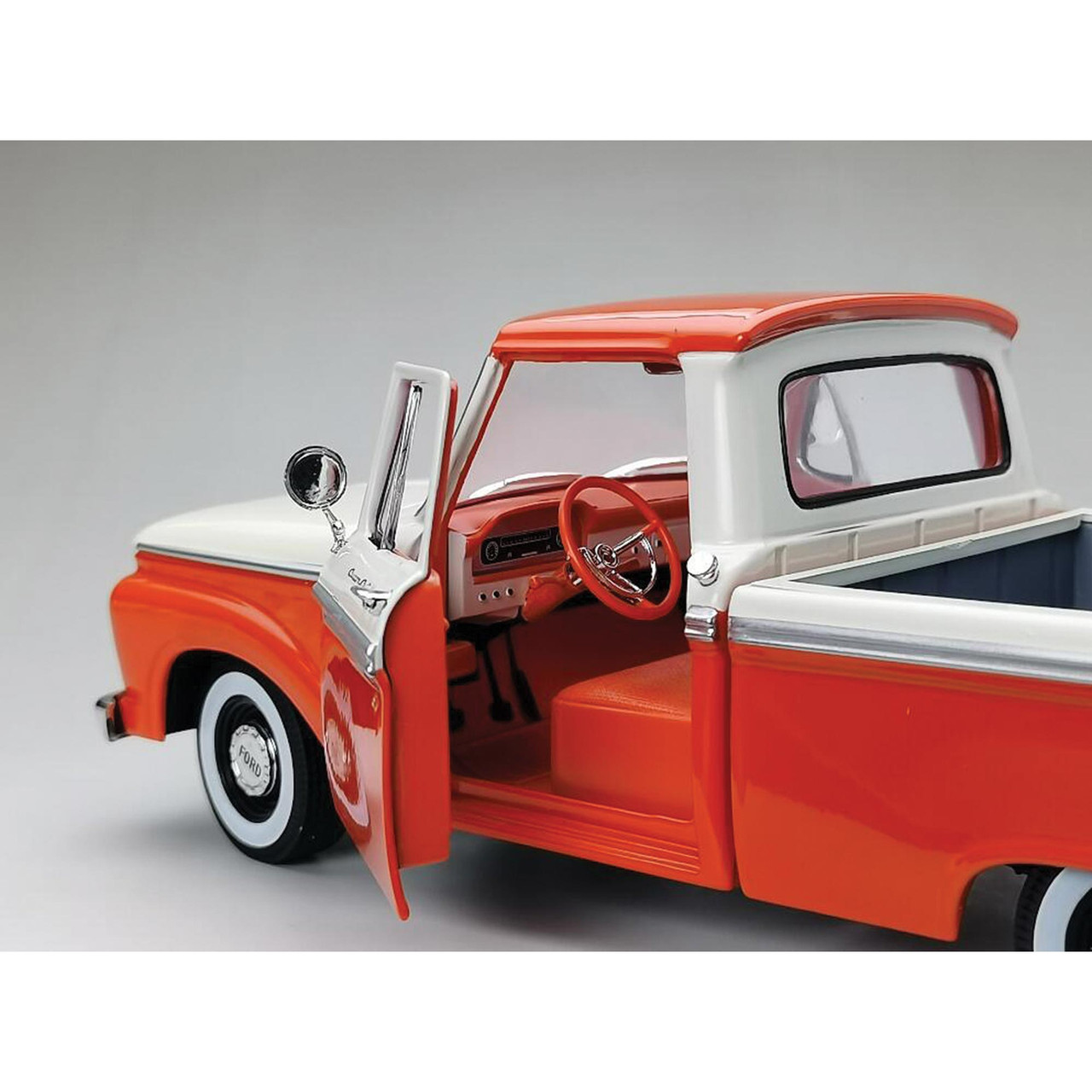 1965 Ford F-100 Pickup Orange & White Diecast Model Truck | Sunstar