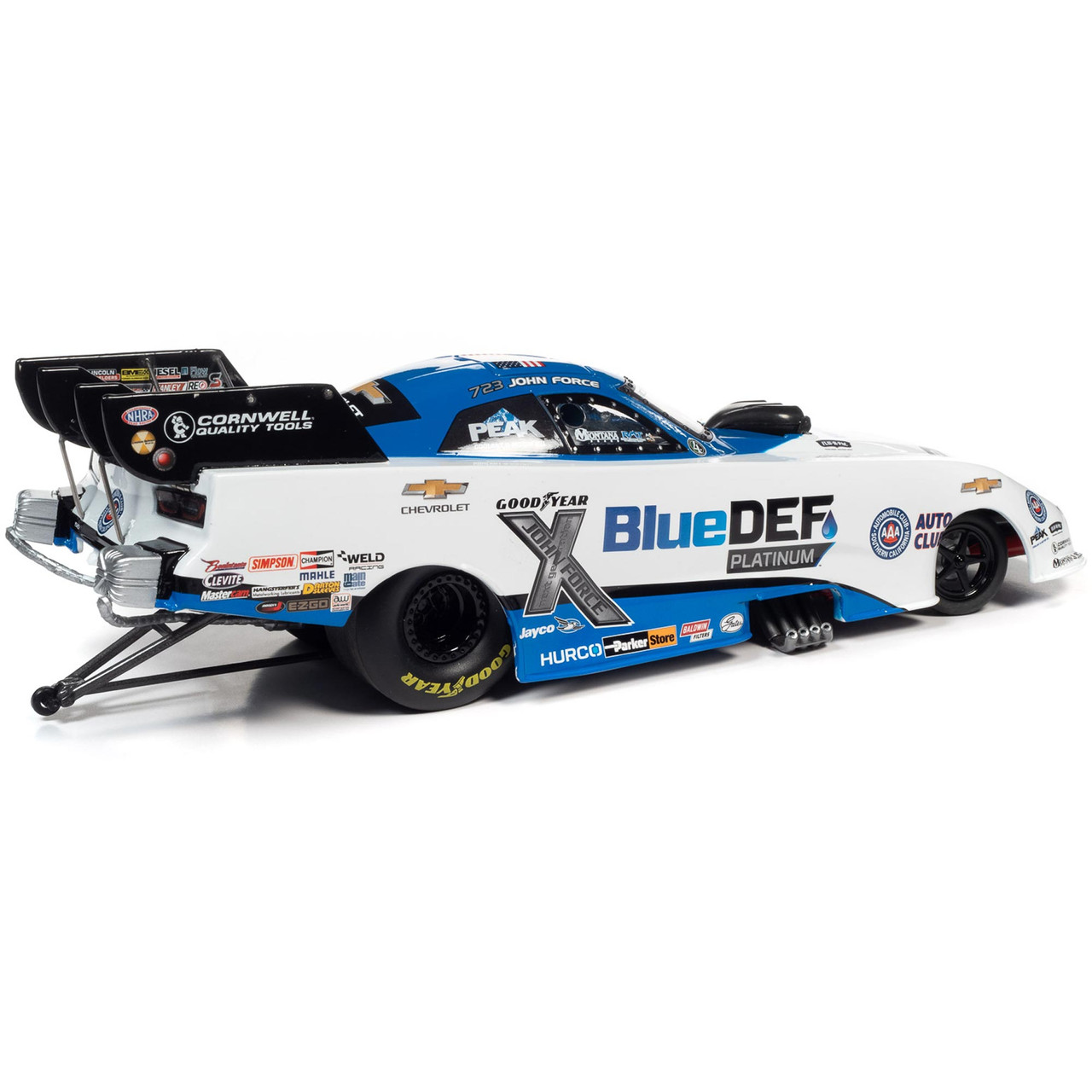 2021 John Force Peak Blue NHRA Camaro Funny Car 1:24 Scale Diecast