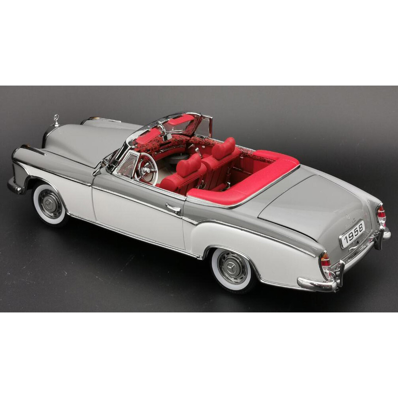 1958 MERCEDES-BENZ 220SE OPEN CONVERTIBLE - Gray / White 1:18 Scale Diecast  Replica Model by Sunstar