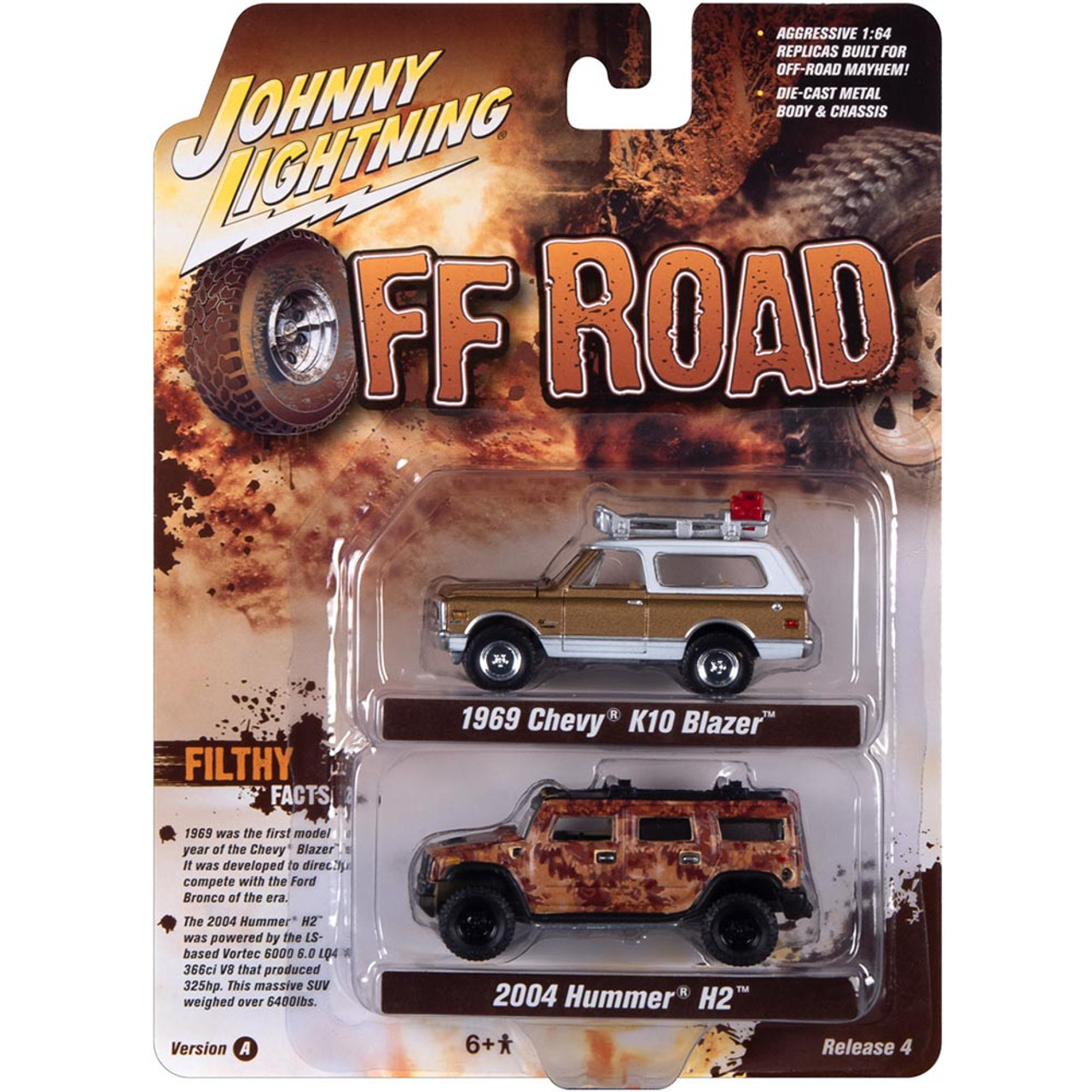 Off-Road Collection A - 1969 Chevy Blazer & 2004 Hummer H2 1:64 Scale  Diecast Replica Model by Johnny Lightning