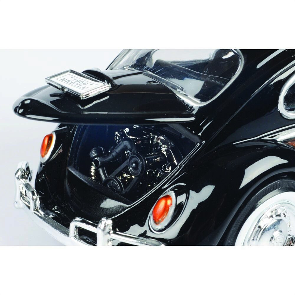 Volkswagen Beetle with Surfboard Black Diecast Model Car | Motormax