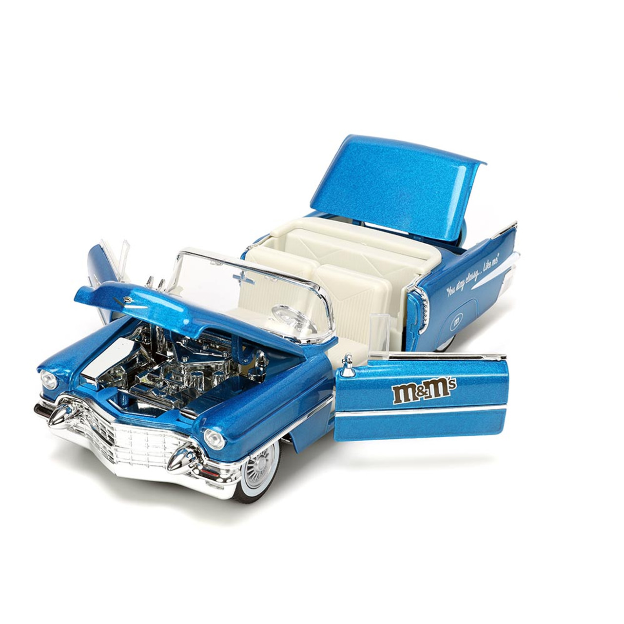 1956 Cadillac with Blue M&M's Figure Diecast Model Car | Jada Toys