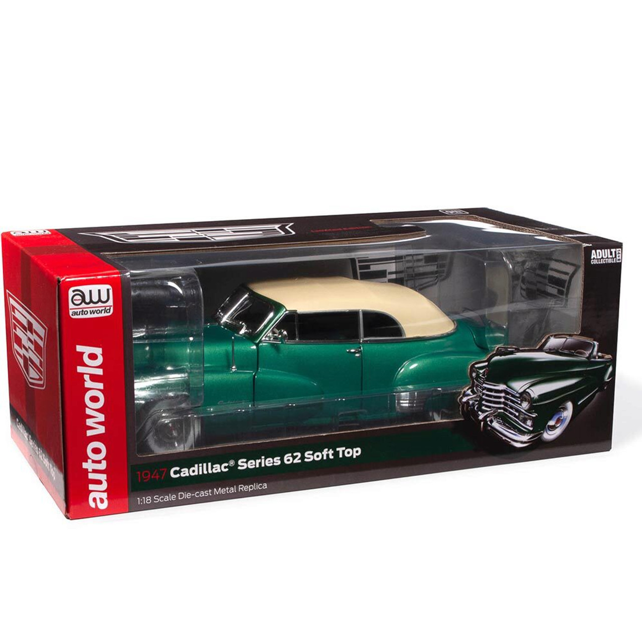 1947 Cadillac Series 62 Cabriolet - Ardsley Green 1:18 Scale Diecast Model  Car by Auto World