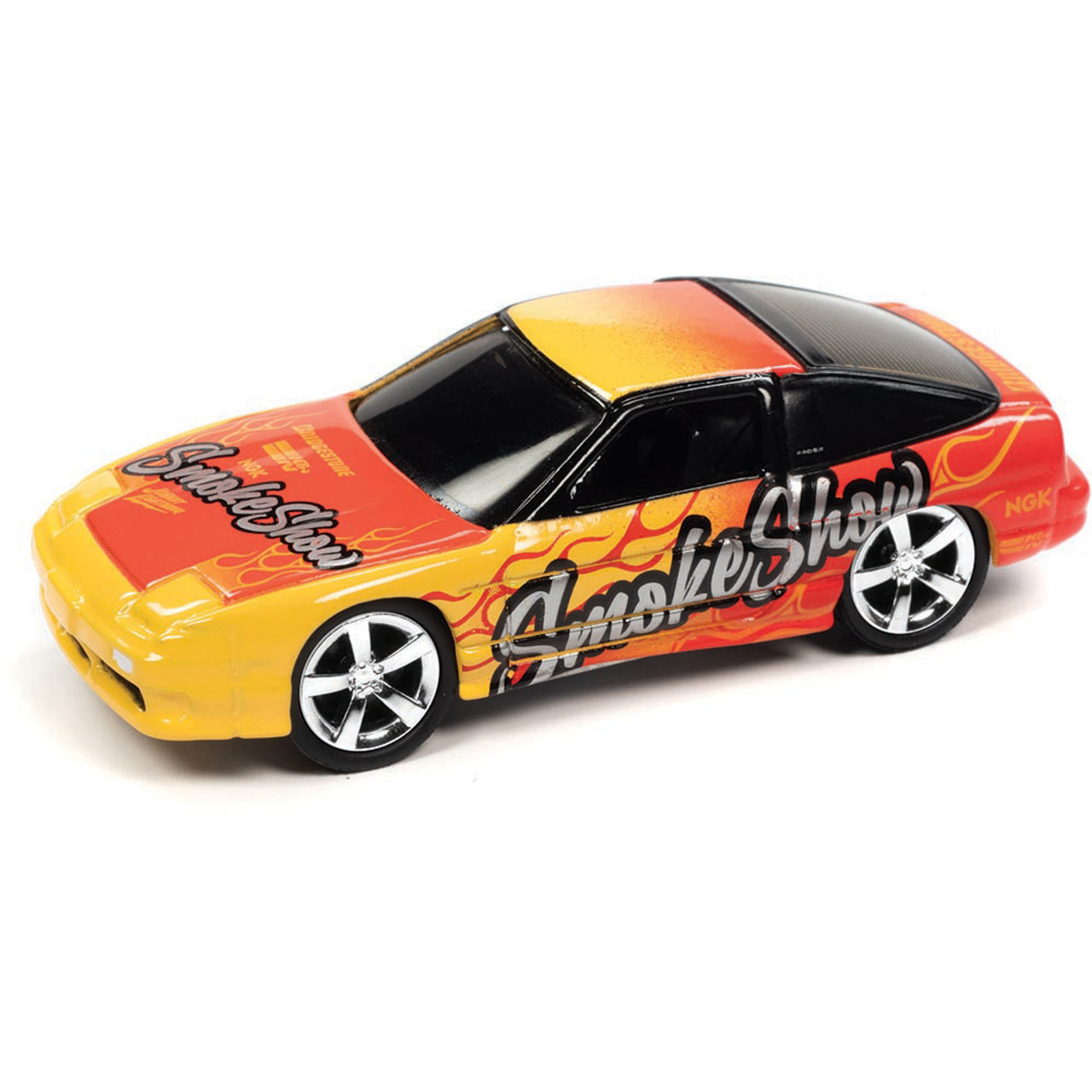 1990 Nissan 240SX (Import Heat/Drift) - Red & Yellow Smoke Show Graphics  1:64 Scale Diecast Model Car by Johnny Lightning