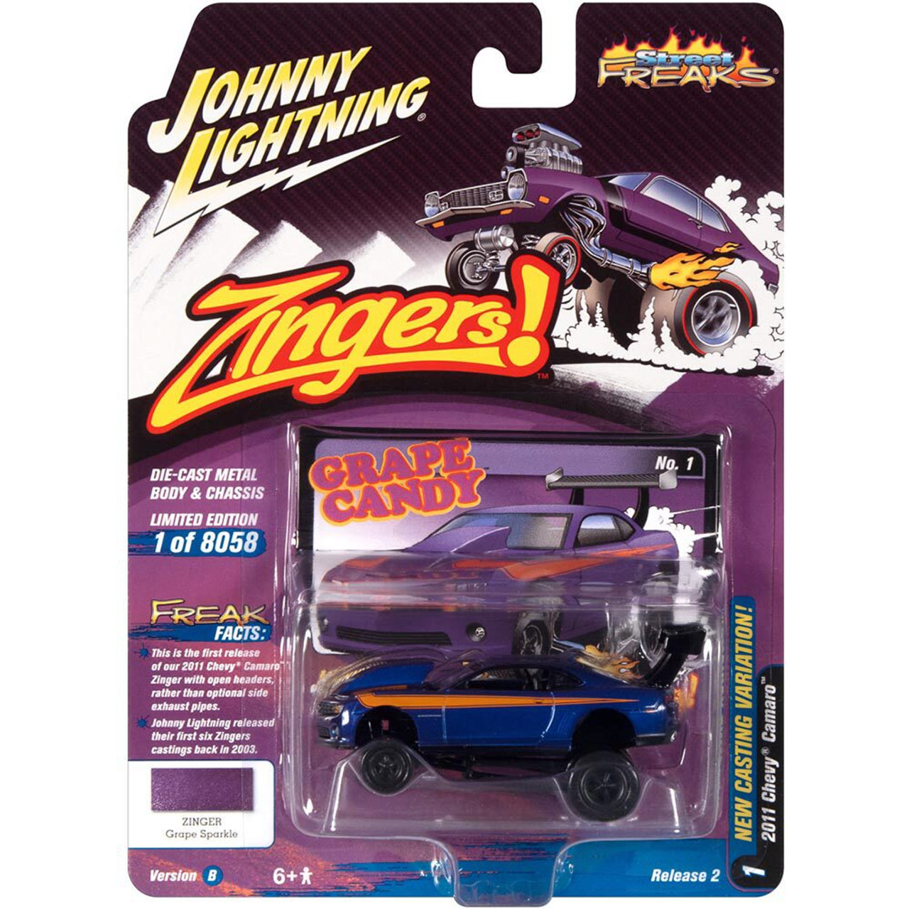 2011 Chevrolet Camaro (Zingers) - Violette Metallic w/Black Accents 1:64  Scale Diecast Model Car by Johnny Lightning