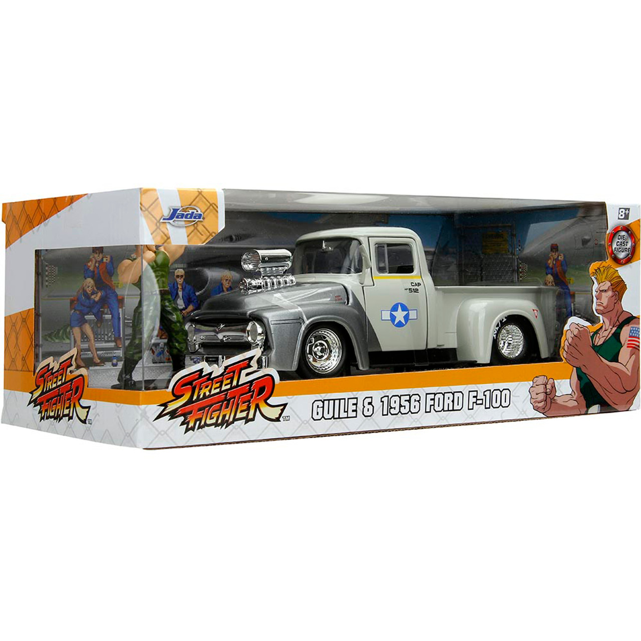 1956 Ford F-100 w/Guile Street Fighter Figure 1:24 Scale Diecast Model  Truck by Jada Toys