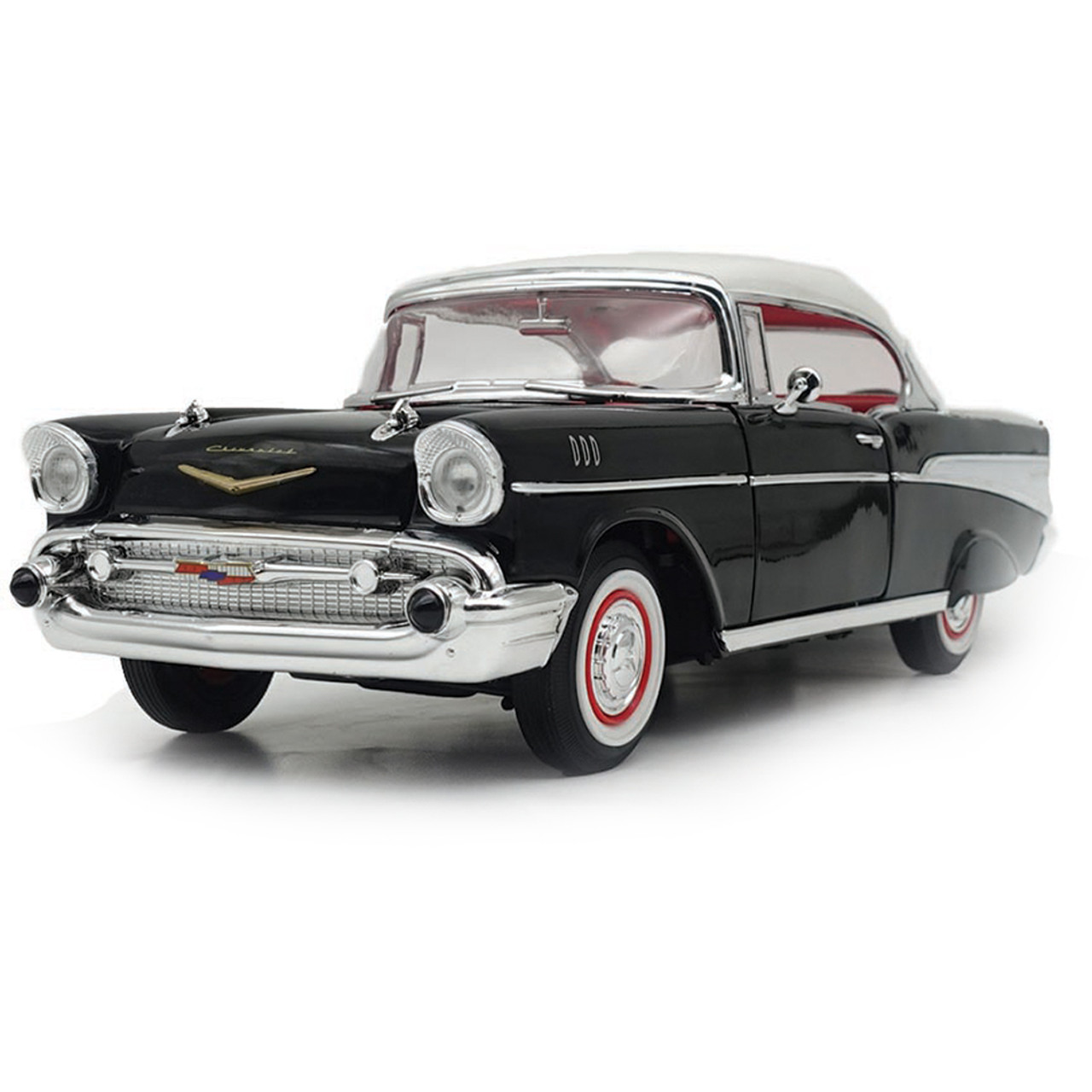 1957 Chevrolet Bel Air Hardtop - Black with White Top 1:18 Scale Diecast  Model Car by Road Signature