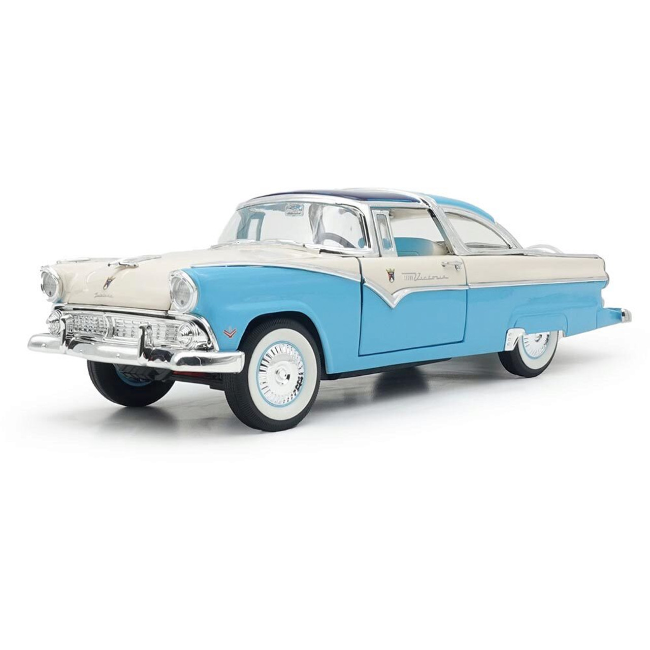 1955 Ford Crown Victoria - Blue&White 1:18 Scale Diecast Model Car by Road  Signature