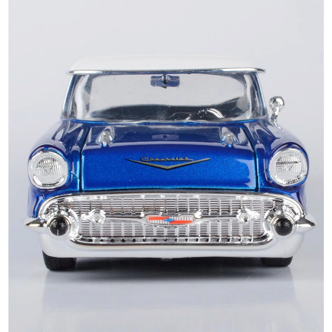 1957 Chevy Bel Air - Low Rider with Visor - Blue 1:24 Scale Diecast Model  Car by Motormax