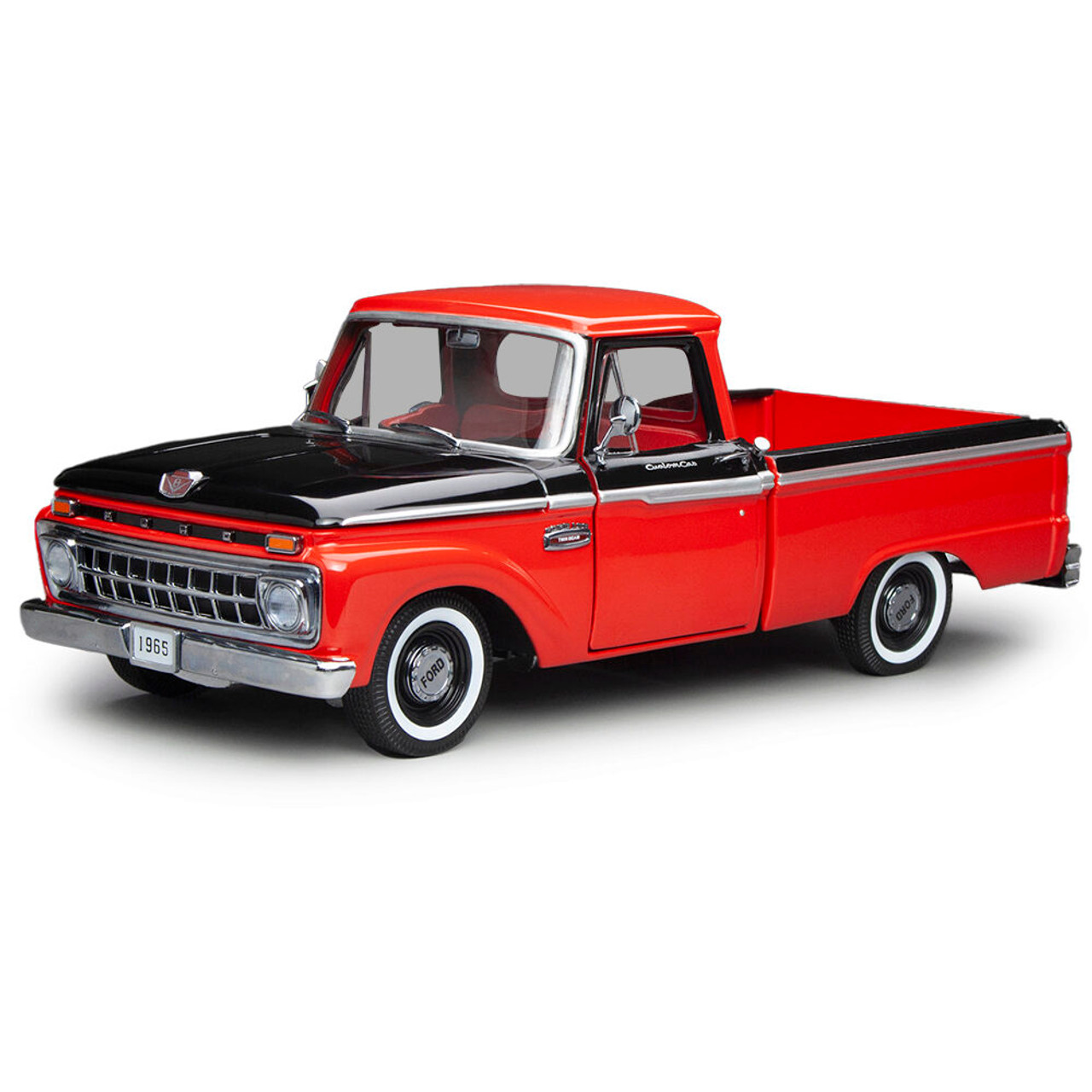 1965 Ford F-100 Custom Cab Pickup - Red & Black 1:18 Scale Diecast Model  Truck by Sunstar