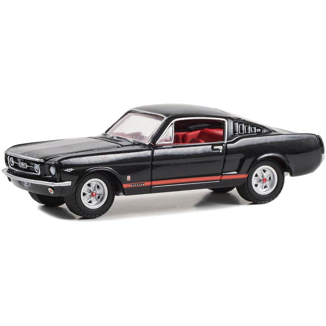 1965 Ford Mustang GT Raven Black with Red Stripes | Greenlight