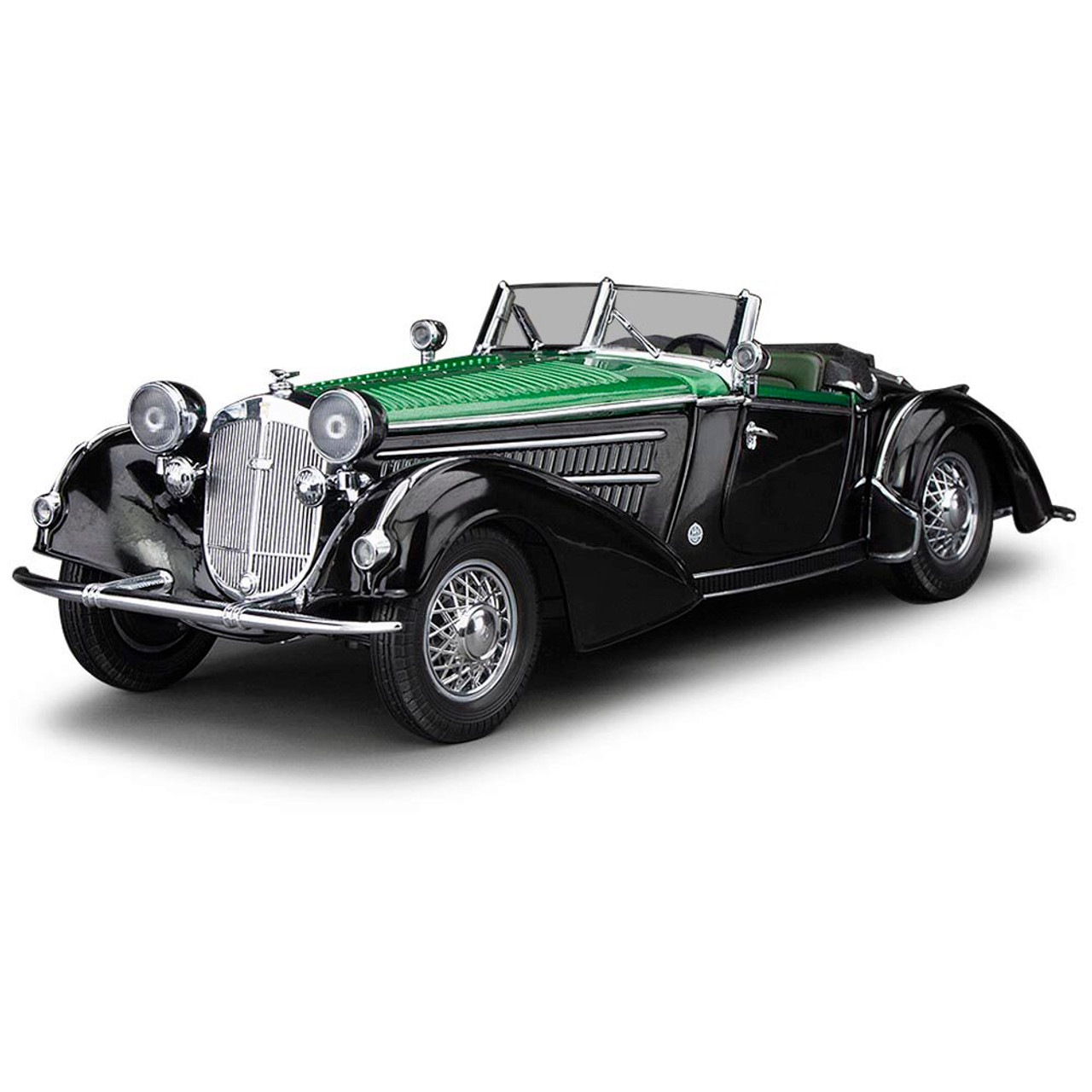 1939 Horch 855 Roadster Black/Dark Green Diecast Model Car | Sunstar