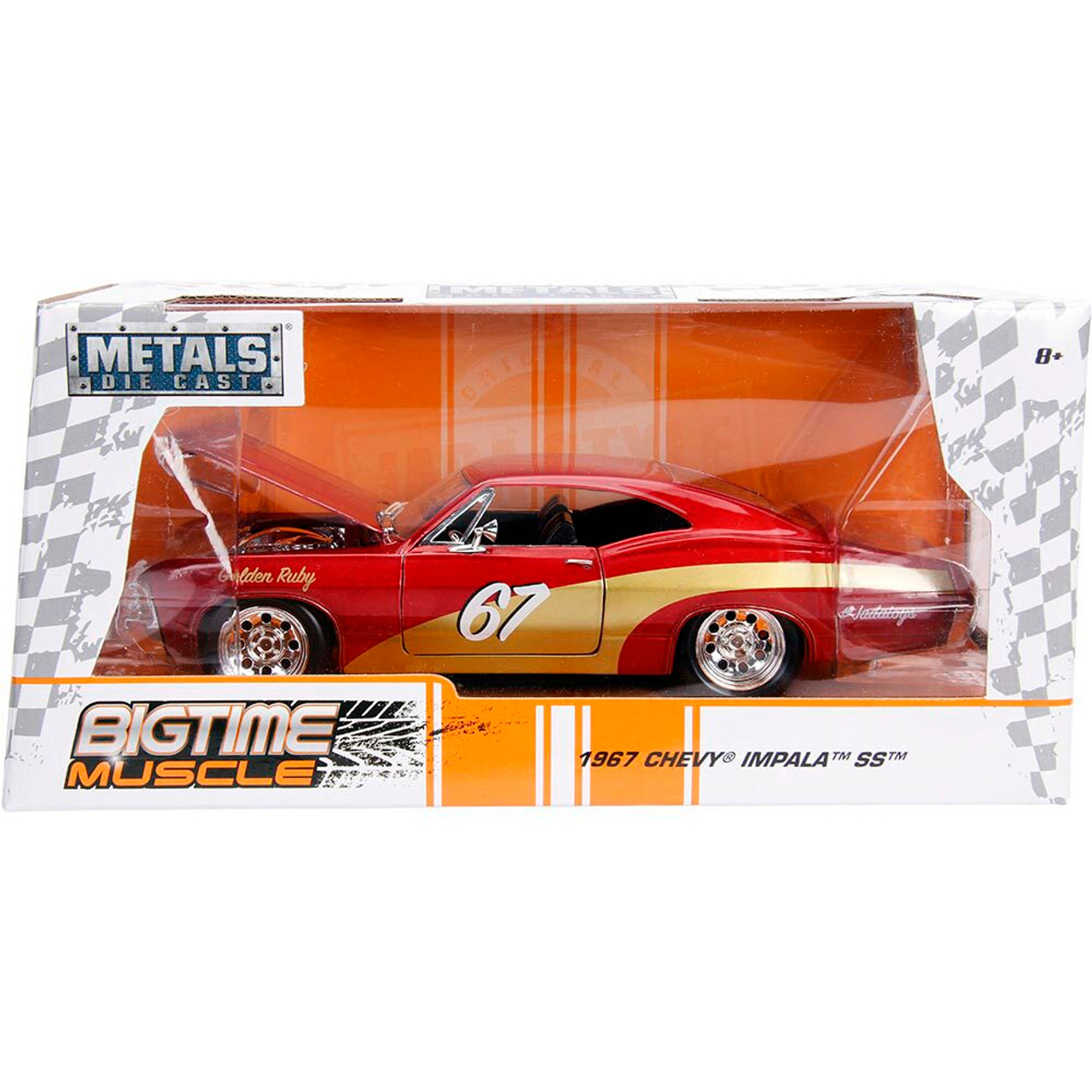 Jada 1967 シボレーインパラgolden ruby 1967 Chevy Impala 2-Door #67 Golden Ruby Diecast Model Car