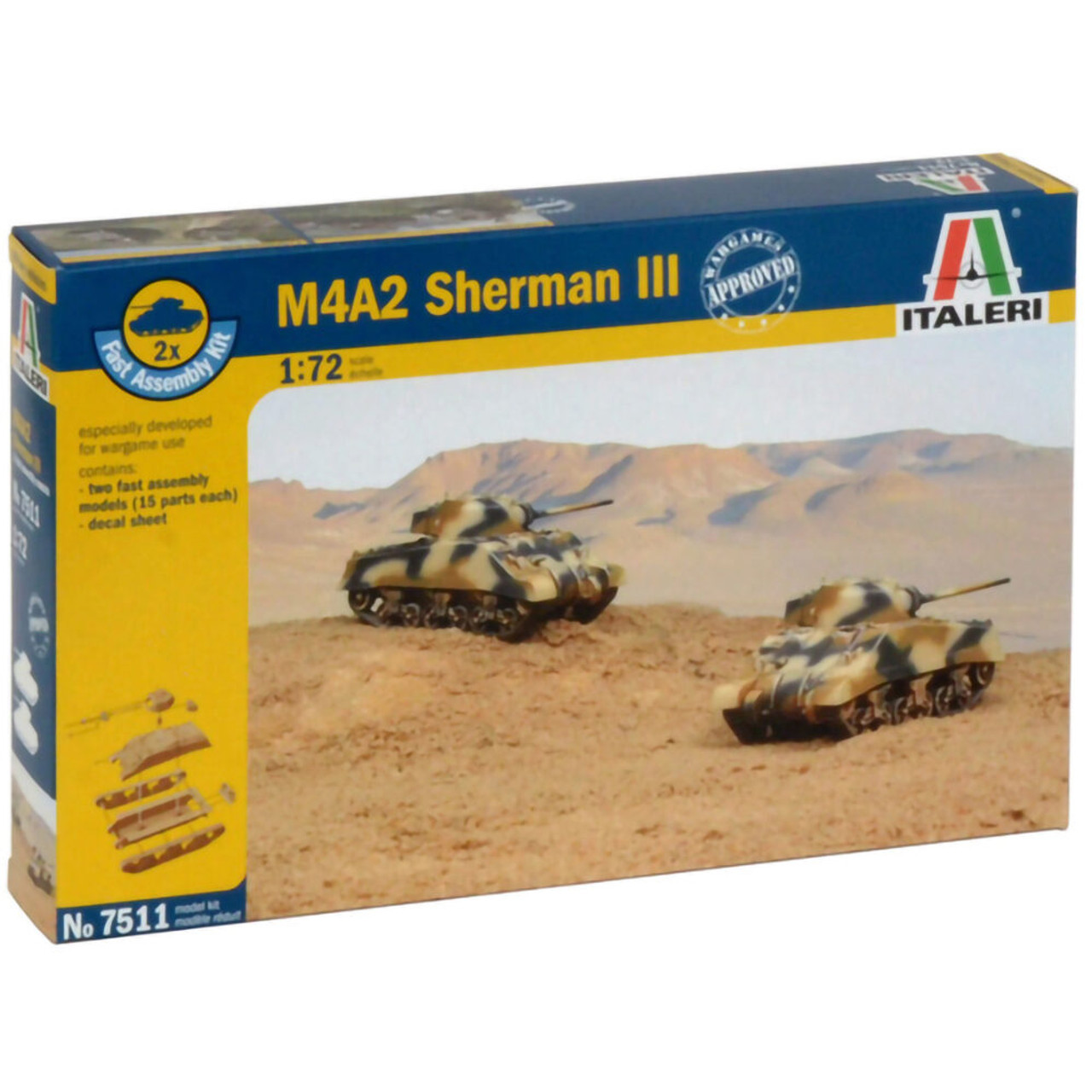M4A2 Sherman III 1/72 Kit 1:72 Scale Diecast Model by Italeri ...