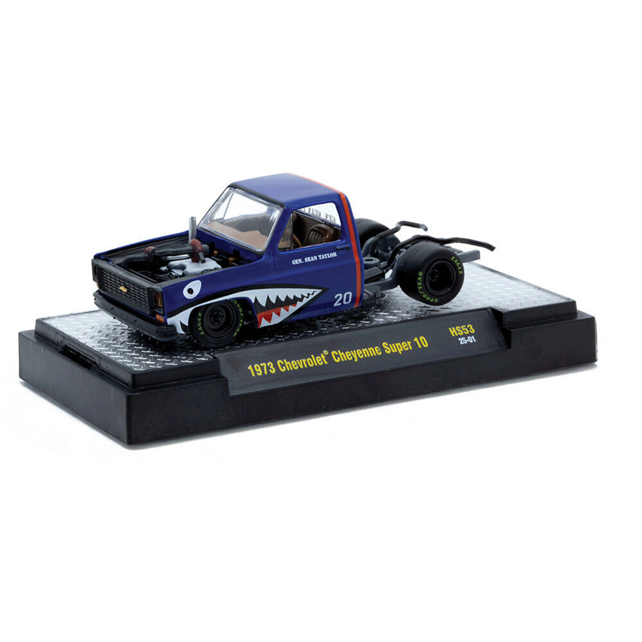 M2マシーン 1973 シボレー シャイアン スーパー10 シャークマウス 1973 Chevrolet Cheyenne Super 10 Blue Shark Mouth | M2 Machines
