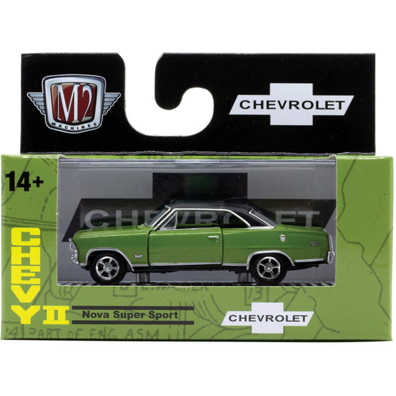 1967 Chevy Nova SS Green Diecast Model Car | M2 Machines