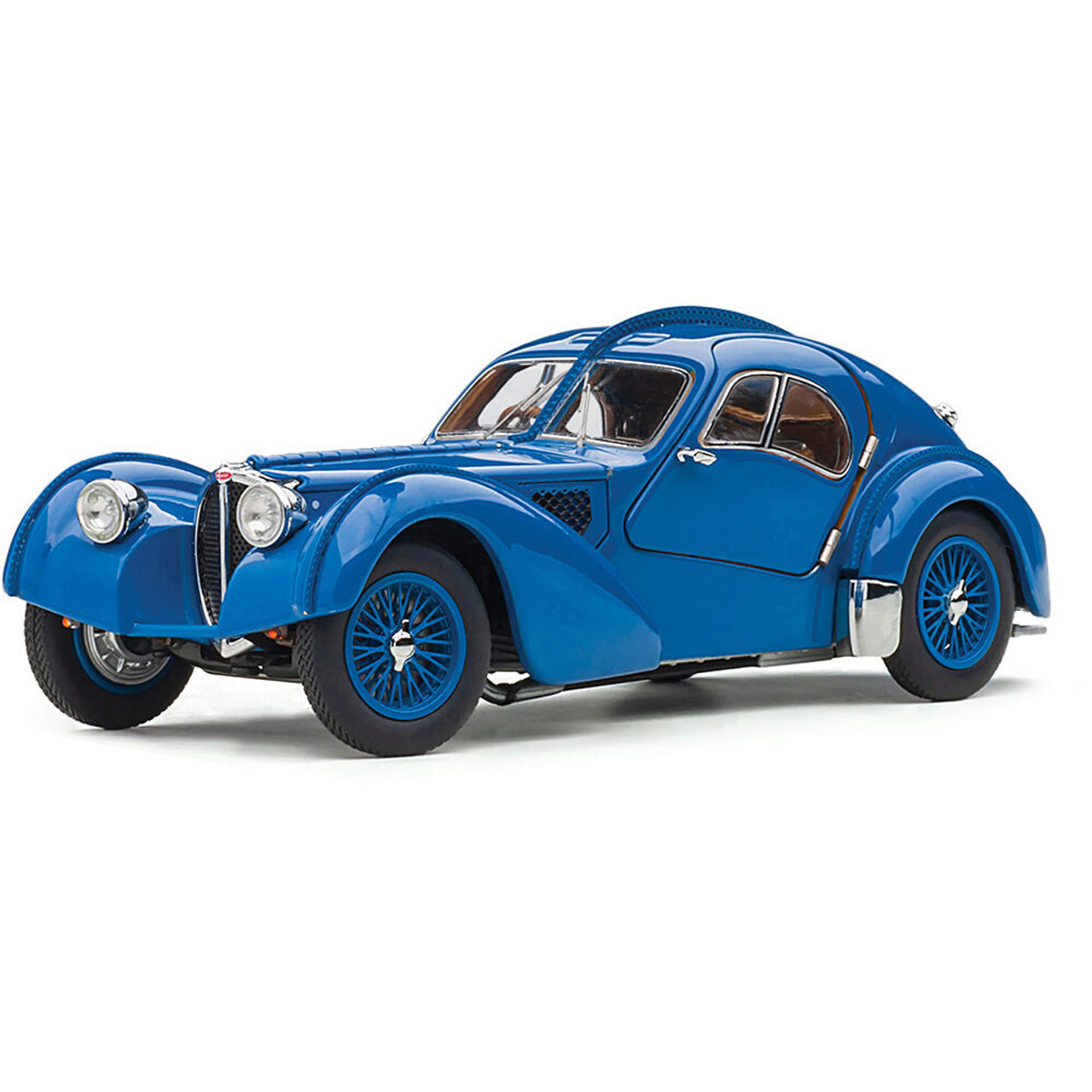 1938 Bugatti Atlantic Type 57SC Blue with Metal Wire-Spoke
