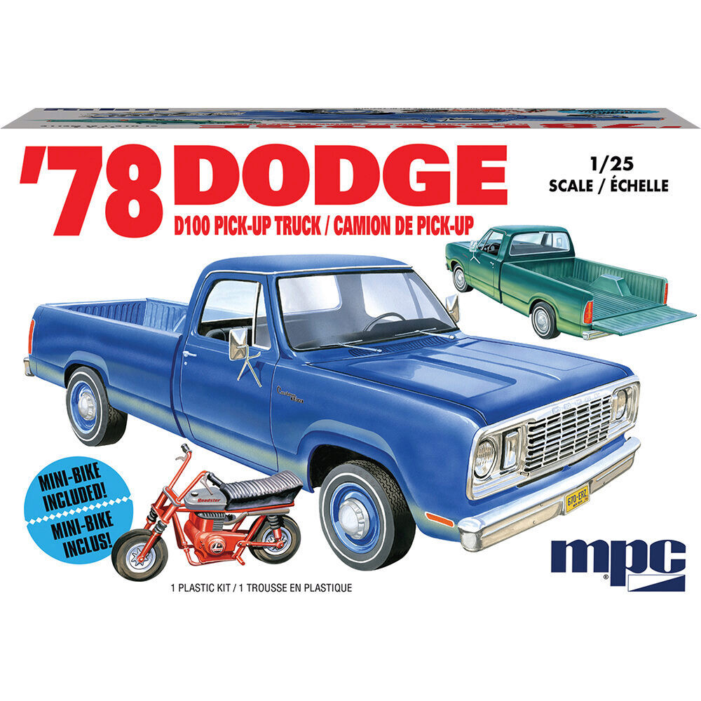mpc 1/25 ダッジ D100 ピックアップ 1978年型 w/ミニバイク 1978 Dodge D100 Custom Pickup (2T) Plastic Model Kit | MPC Models