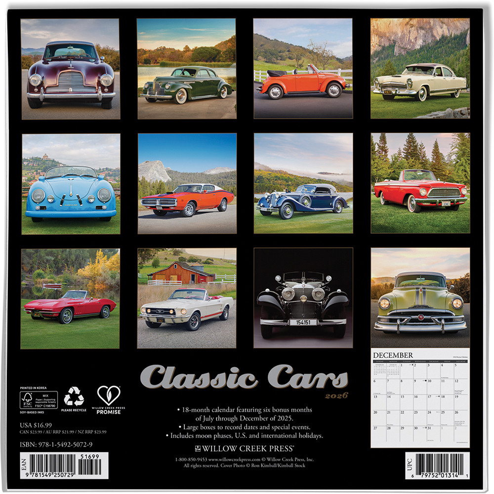 Current 2026 Classic Cars 12 X 9-inch Wall Calendar, Large Bookstore-Quality, Spiral-Bound - Walmart Supplies - View #10
