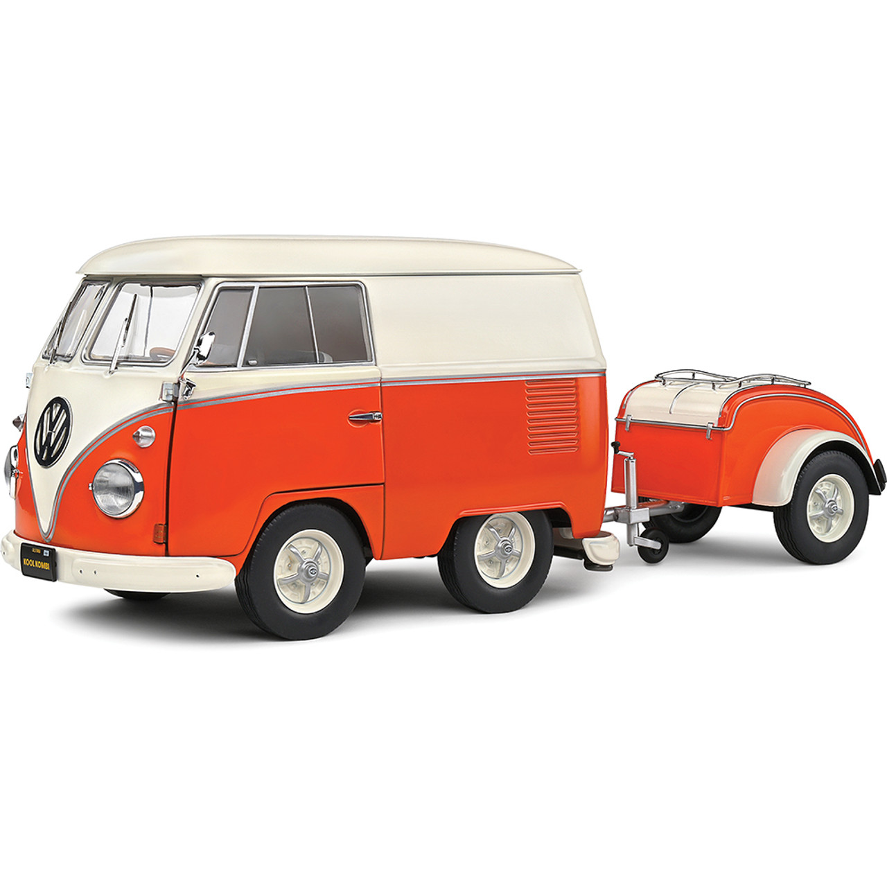 ◉ 希少 ビッグサイズです!1/19 VW COMBI コカコーラ solido 1950 Kool Kombi & Trailer Orange Diecast Model Car | Solido