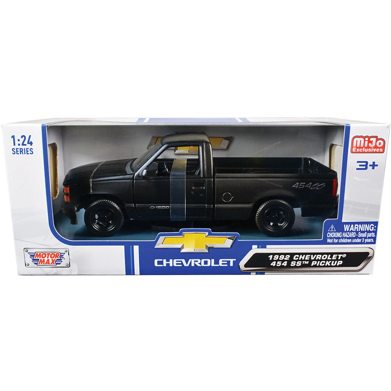 モーターマックス TL 1/24 '92 C-1500 454SS BLACK Motormax 1992 Chevrolet 454 SS Pickup Truck Black 1/24 Scale