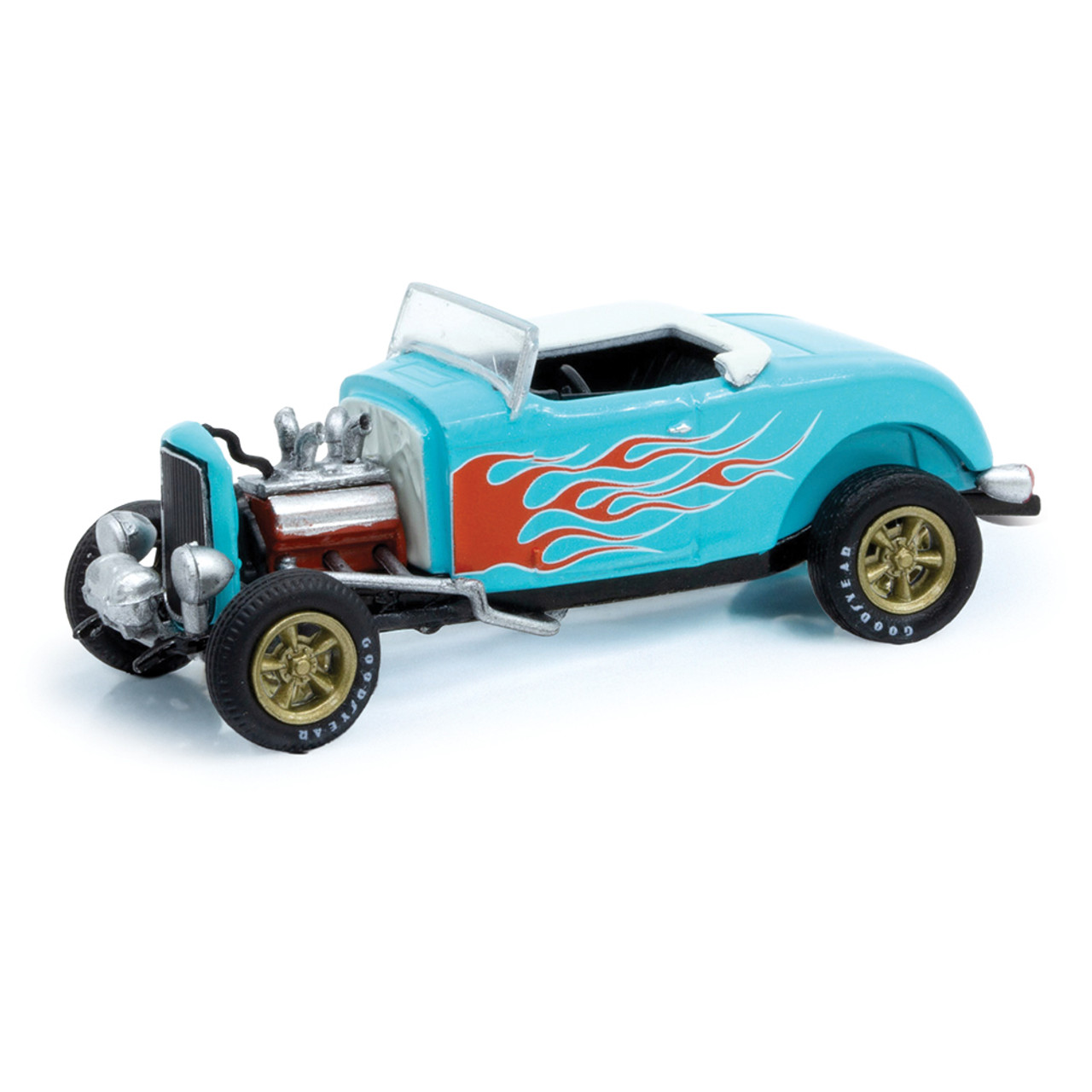 1932 Ford Roadster Blue Flames Diecast Model Car | M2 Machines