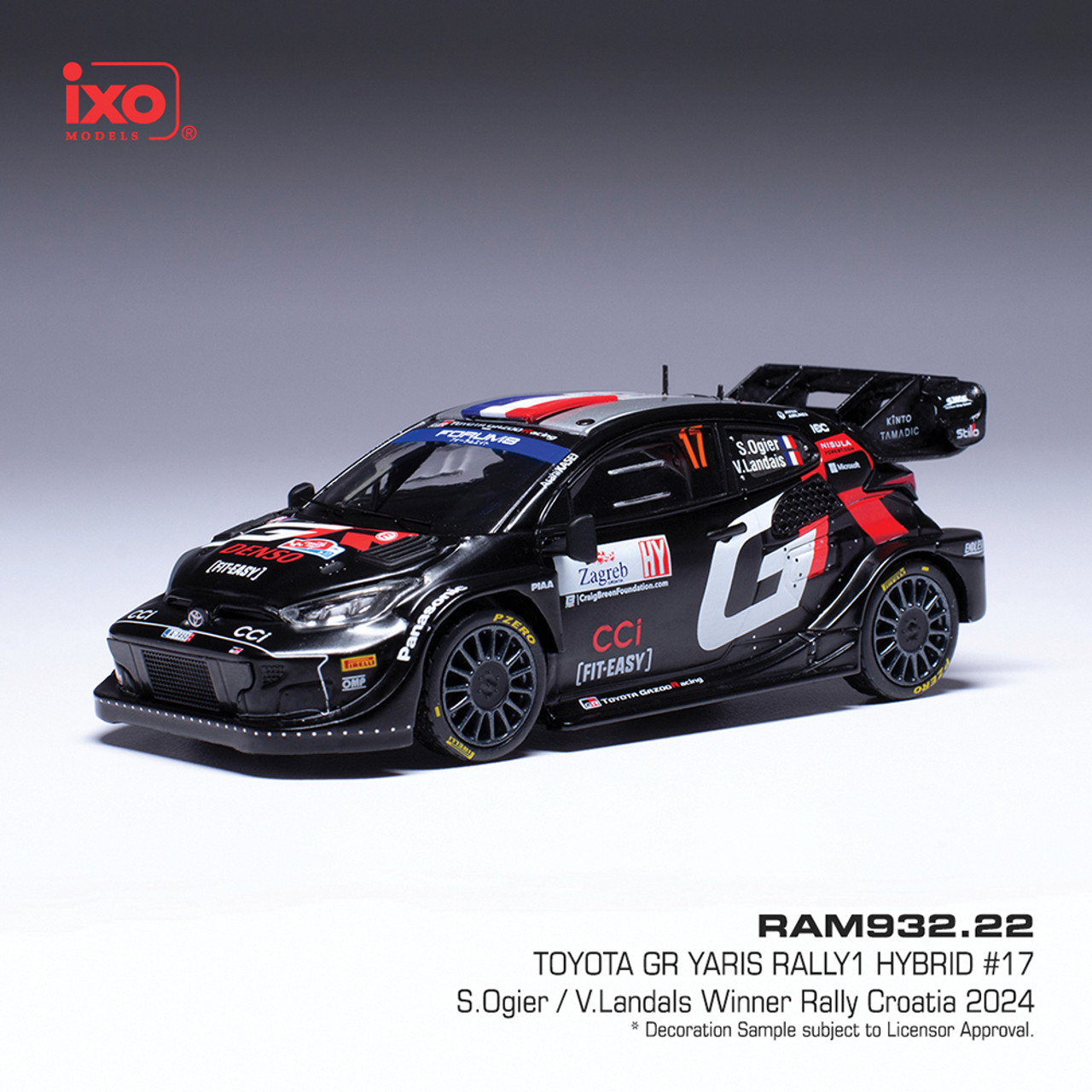 TOYOTA GR YARIS Rally-1 HYBRID ミニカー Toyota GR Yaris Rally1 Hybrid #17 S.Ogier V.Landals Winne