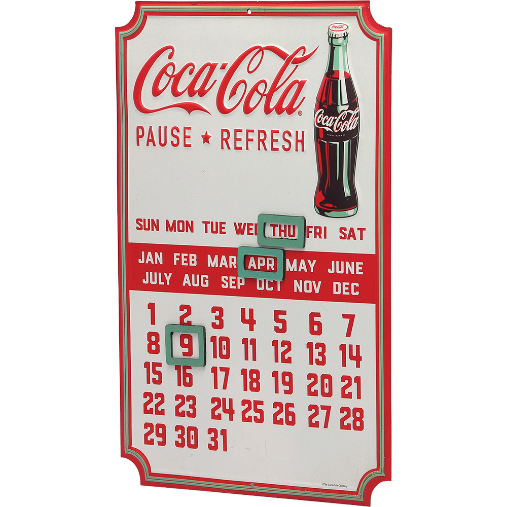 Coca Cola Calendar Metal Sign by Open Roads | Fairfield Collectibles