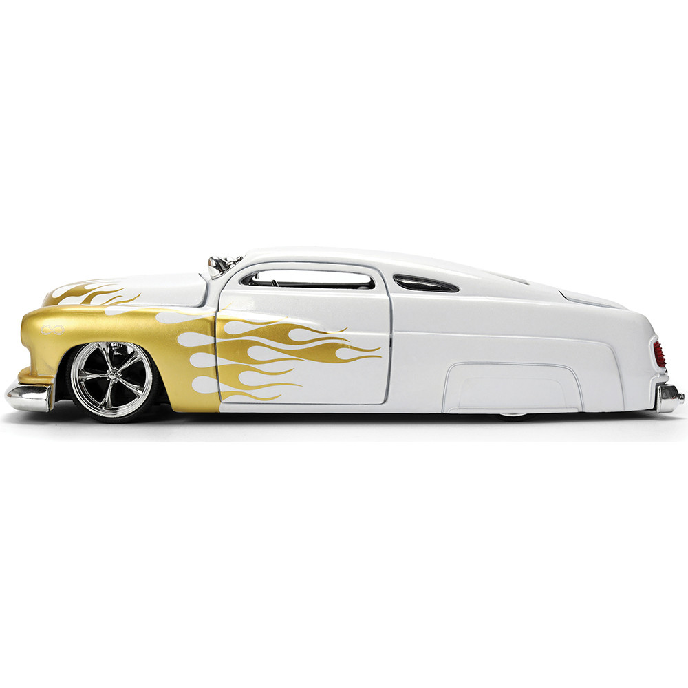 1951 Mercury White w/Gold Flames Diecast Model Car | Jada Toys