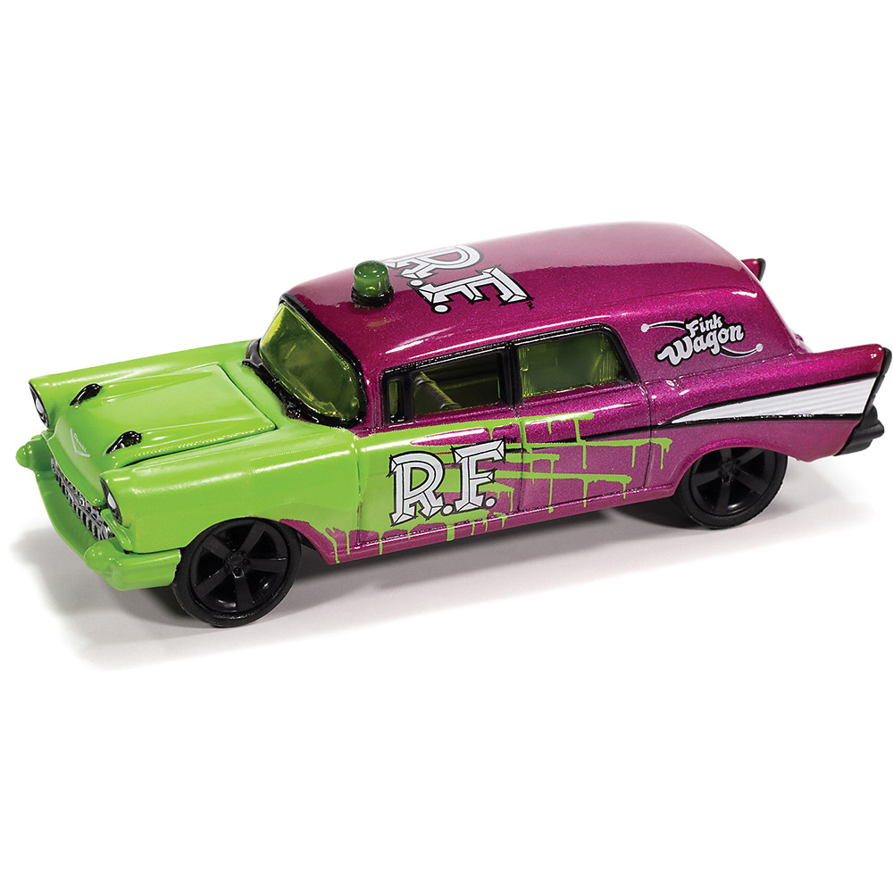 1957 Chevy Ambulance Rat Fink Green Metallic | Johnny Lightning