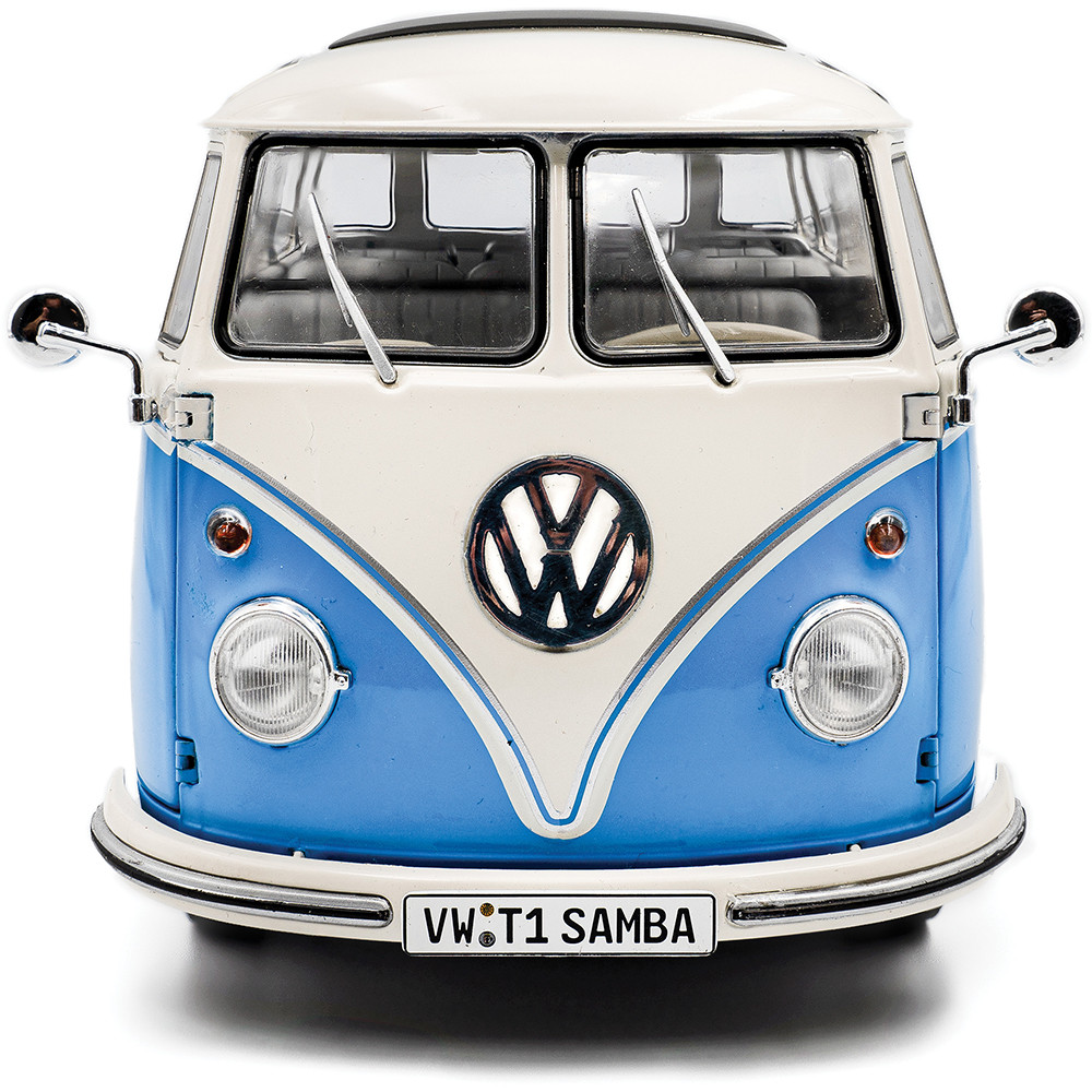 1962 Volkswagen T1 Samba Blue/White Diecast Model Car | Solido