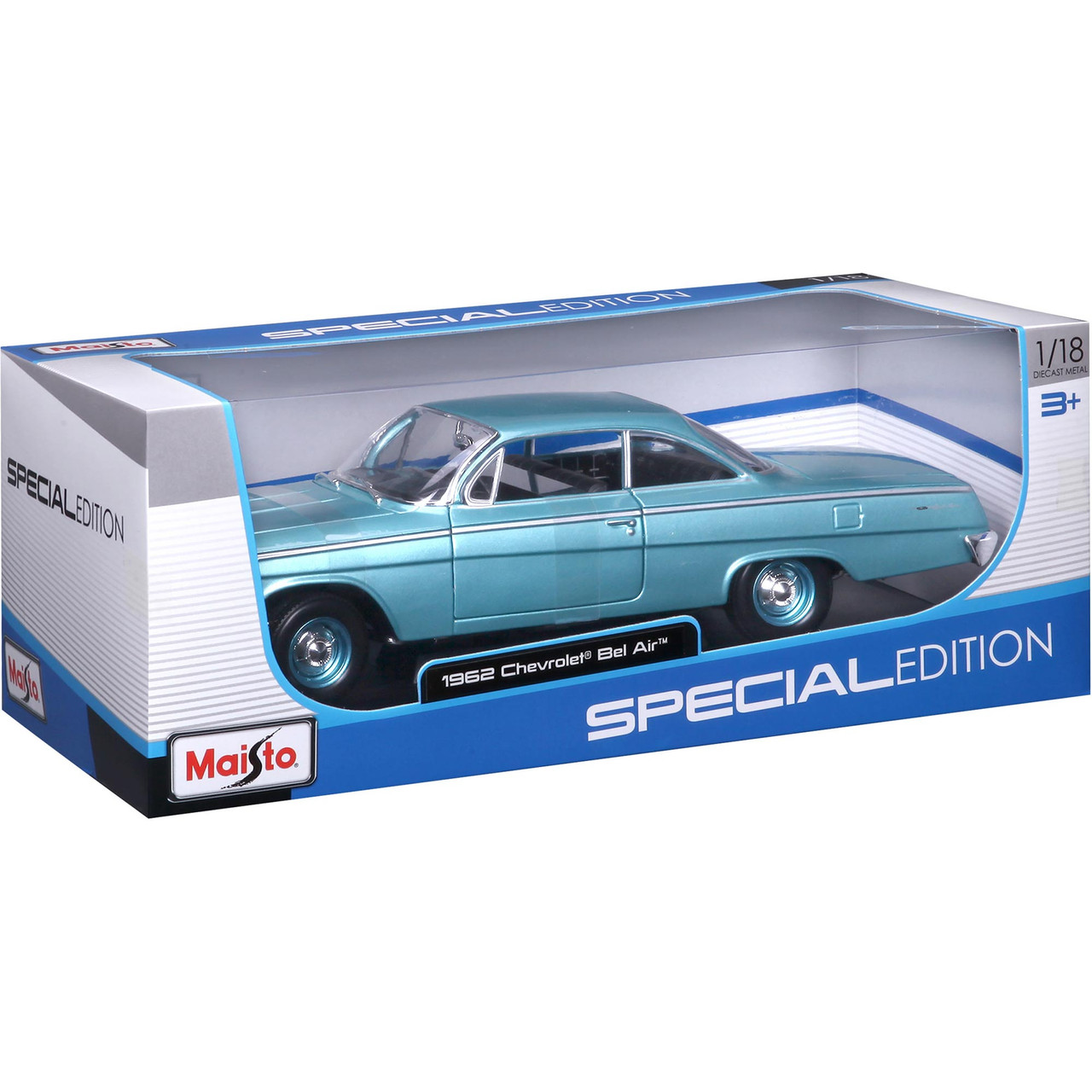 1962 Chevrolet Bel Air Sport - Blue 1:18 Scale Diecast Replica Model by  Maisto