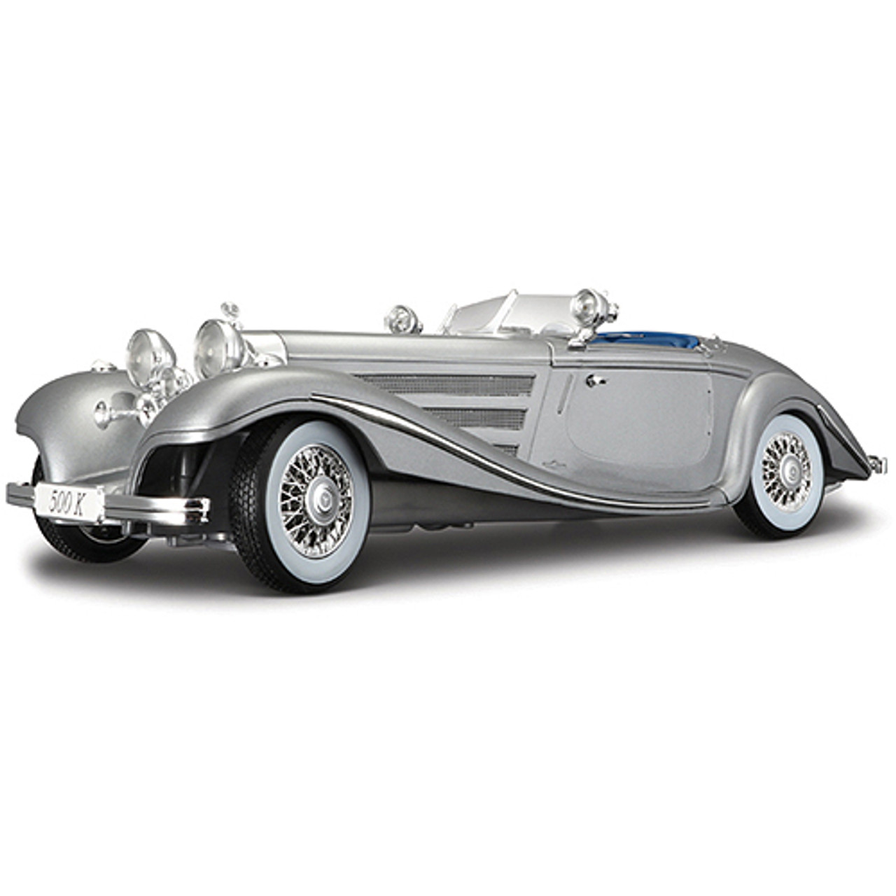 1936 Mercedes 500 K Special Roadster - silver 1:18 Scale Diecast Model by  Maisto