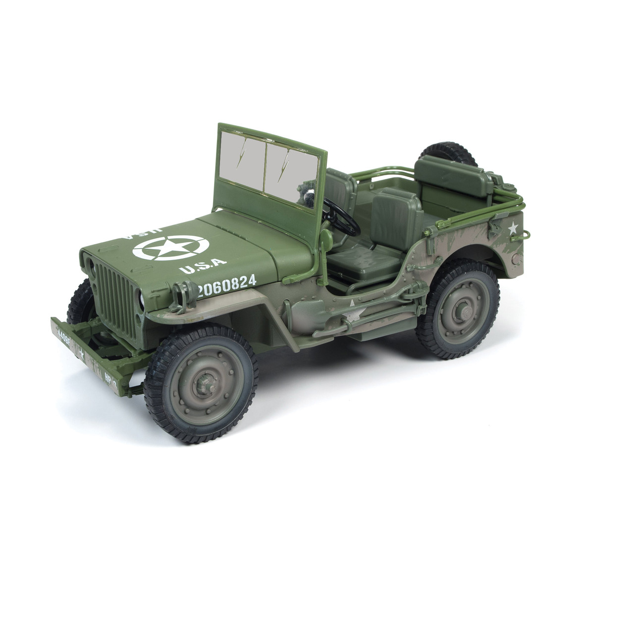 WWII U.S. Army Muddy Jeep 1:18 Scale Diecast Model by Auto World