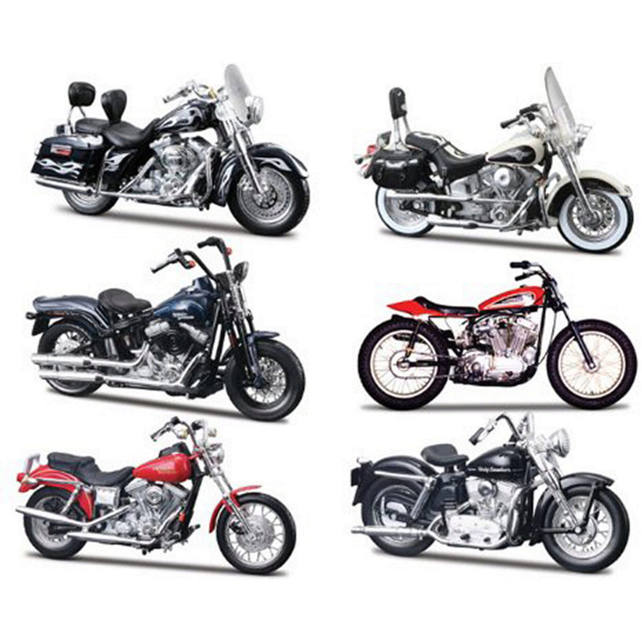 Set of 6- Harley-Davidson Diecast Motorcycles Series 29 1/18 - Diecast  Motorcycles Diecast Replica Model by Maisto