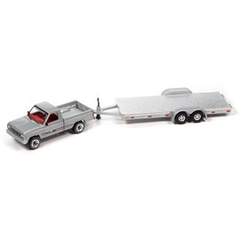 1983 Ford Ranger w/Open Trailer - METALLIC SILVER 1:64 Scale Diecast Model by Johnny Lightning Main  