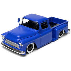 1955 Chevrolet Stepside Pickup - Custom Matte Blue 1:24 Scale Diecast Model by Jada Toys Main  