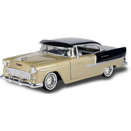 1955 Chevy Bel Air Low Rider with Visor - Gold 1:24 Scale Diecast Model by Motormax Main  